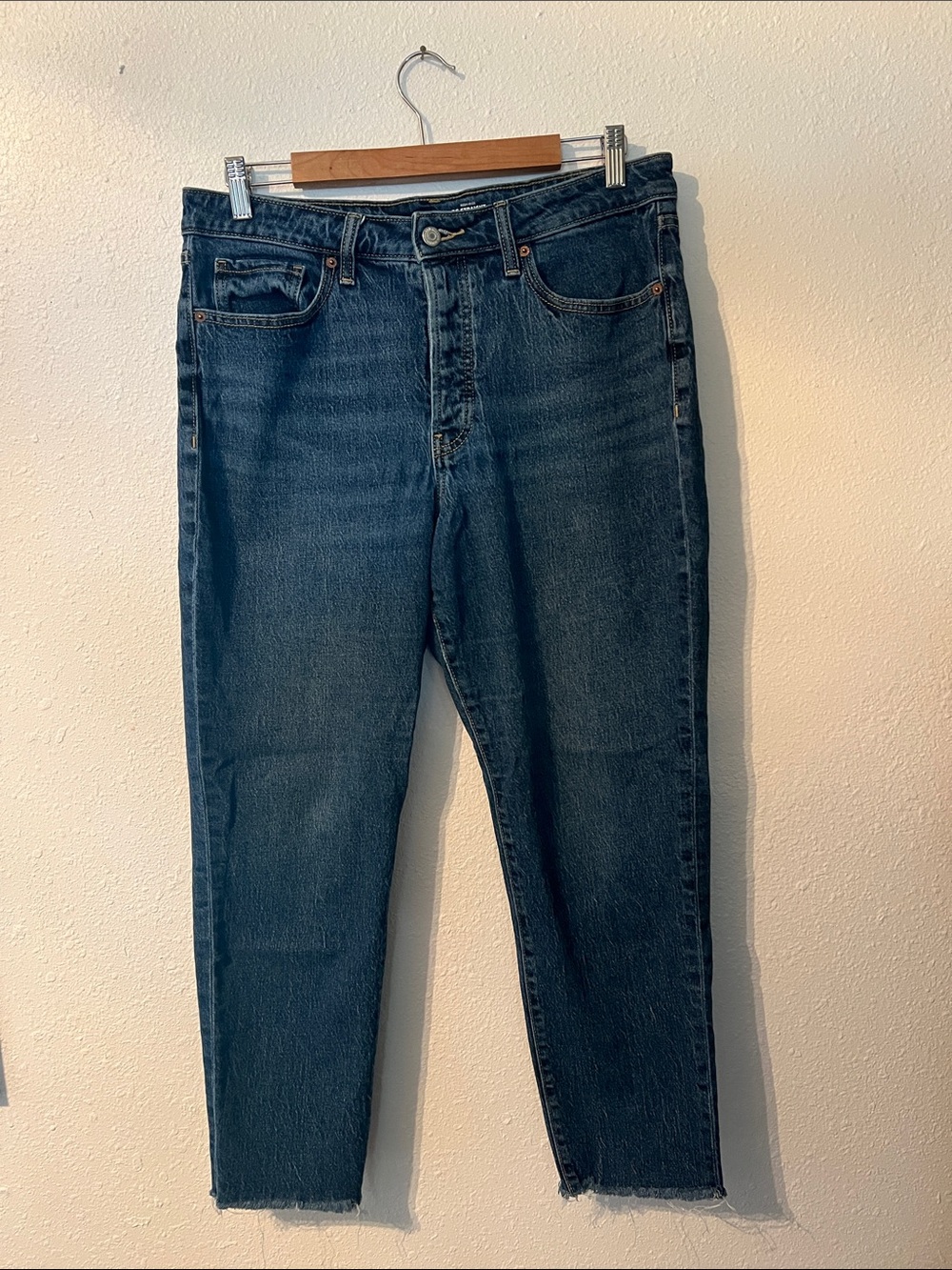 Old Navy Women’s OG Straight High Rise Dark Blue Denim Jeans Button Fly 12